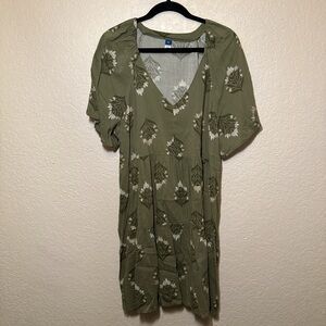 Old Navy Olive Green Floral Dress
